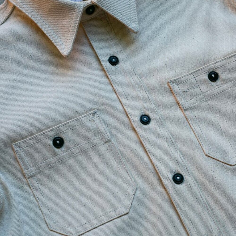 Gustin 12oz Cone Mills Heavweight natural/Ecru selvedge shirt XXL Slim Fit - Picture 2 of 10